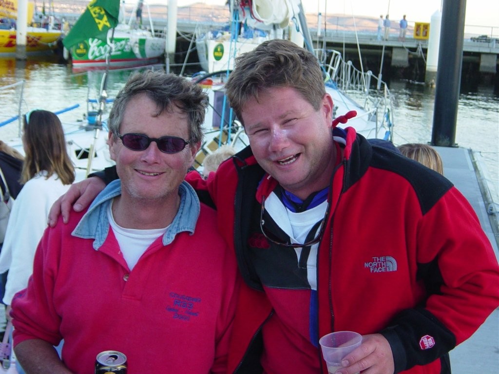 Bruce and Drew Taylor after finishing the Rolex Sydney Hobart last year. Photo courtesy Bruce Taylor © Bruce Taylor